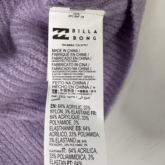 Billabong Cardigan Women’s Purple Oversized Knit V-Neck Button Front Sweater - Picture 8 of 9